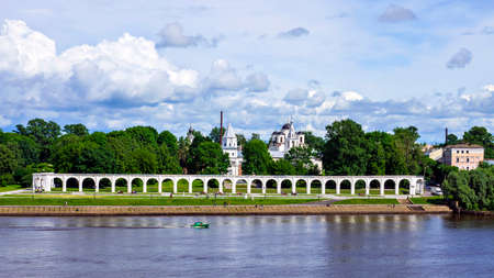 Colonnade in the fort, Veliky Novgorod, Russiaのeditorial素材