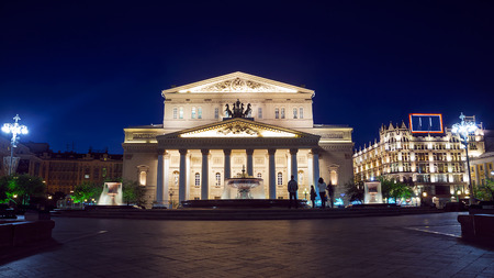 Bolshoi Theatre in Moscow, Russia (night view)のeditorial素材
