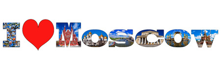 I love Moscow - a collage of famous tourist attractionsのeditorial素材