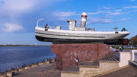 Boat Hero - boat Volga Flotilla. took part in the defeat of the White Guards on the Volga River in 1918-19, and in the battles against the Nazi invaders at Stalingrad in 1942-43.のeditorial素材