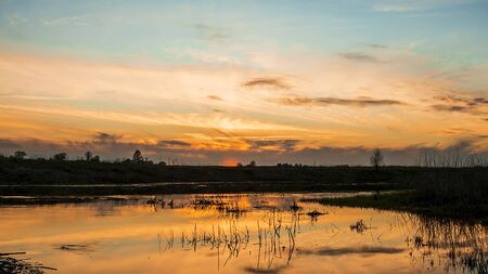 sunset on the riverの写真素材