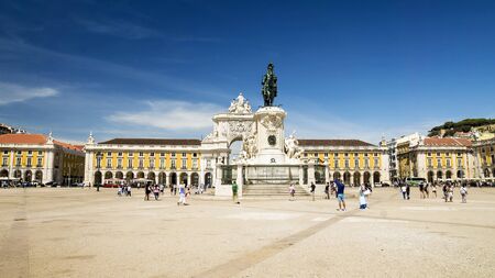Commerce square Praca do Comercio in Lisbon, Portugalのeditorial素材