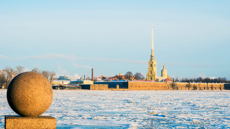 Peter and Paul Fortress in St. Petersburg in winterのeditorial素材