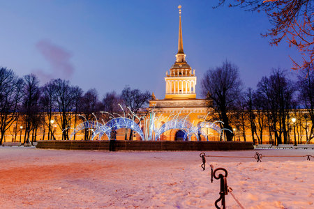 Admiralty in St. Petersburg in winterのeditorial素材