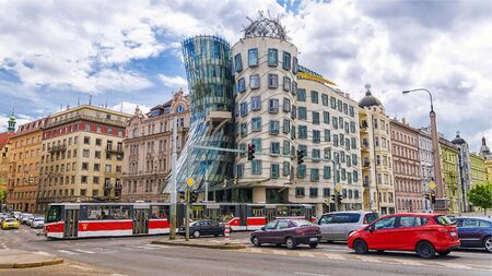 PRAGUE, CZECH REPUBLIC - MAY 21: the world-famous Dancing House in Prague, May 21, 2016のeditorial素材