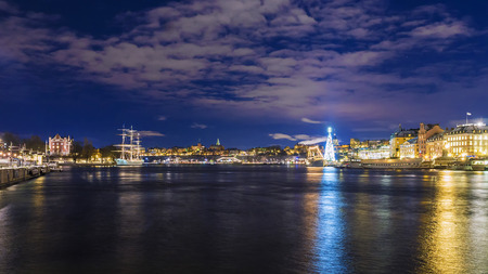 Night panorama of Stockholm, Swedenの写真素材