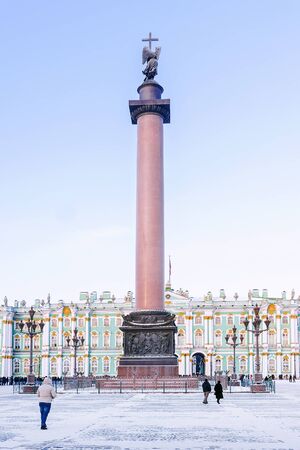 Alexander Column on Palace Square in St. Petersburg. winter viewのeditorial素材