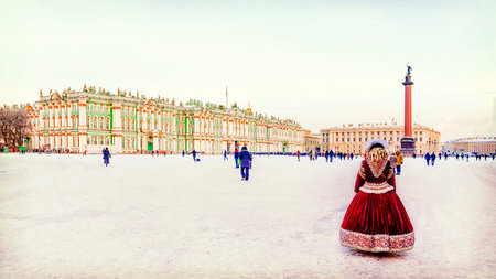 Palace Square in St. Petersburg in the winterのeditorial素材