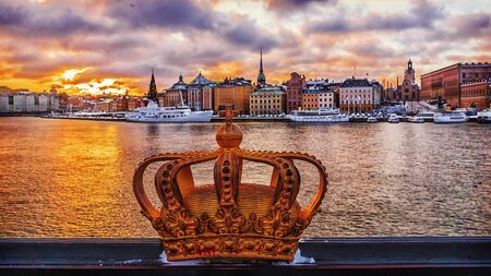 Winter Stockholm at sunset, Swedenの写真素材