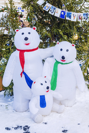 Family of polar bears. Christmas decoration festive firの写真素材