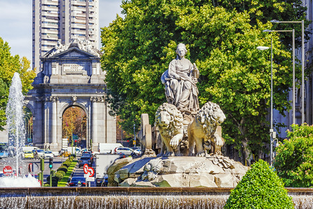 Cibeles fountain in Madrid, Spainの写真素材