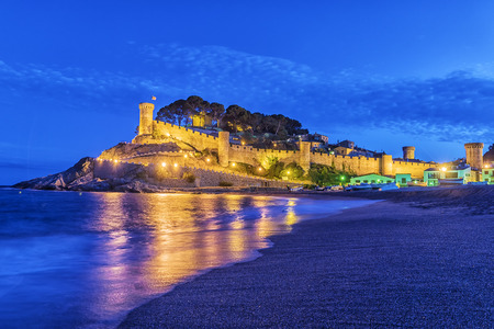 night view in Tossa de Mar fortress. Spain...のeditorial素材