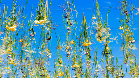 Sky decorated with flowersの写真素材