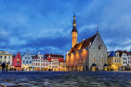 Town Hall Square in Tallinn, Estoniaの写真素材