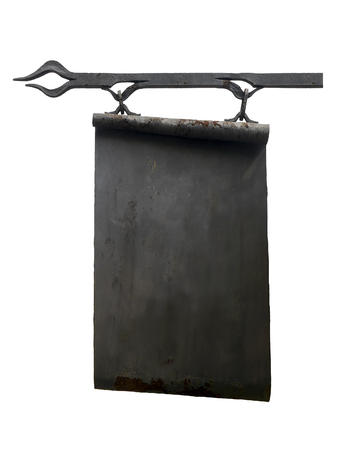 Old rusty pendant metal signboard.の写真素材