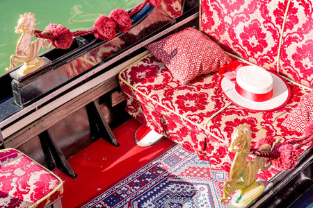Ornate gondola in Veniceの写真素材