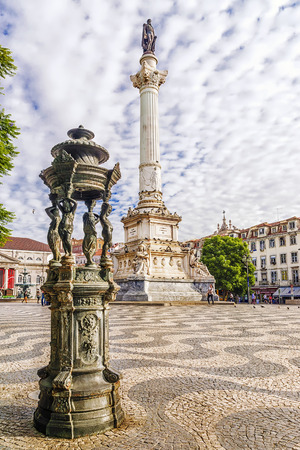 Rossio Square in Lisbon, Portugalのeditorial素材