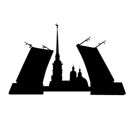 View of the Peter and Paul Fortress from the Neva River through the drawbridge. Sights of St. Petersburg.のイラスト素材