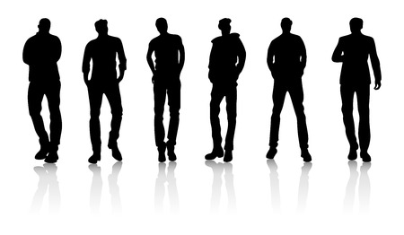 silhouettes of people in defferent posesのイラスト素材