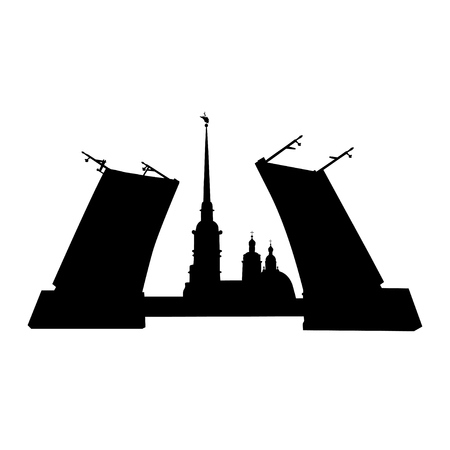 View of the Peter and Paul Fortress from the Neva River through the drawbridge. Sights of St. Petersburg.のイラスト素材