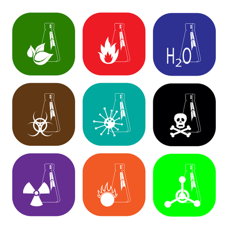 leaf on a background test tubes. Organic chemistry. logo Designのイラスト素材
