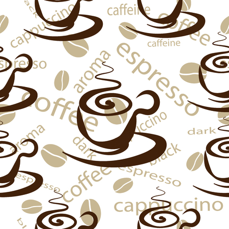 background of coffee cups, seamless vectorのイラスト素材
