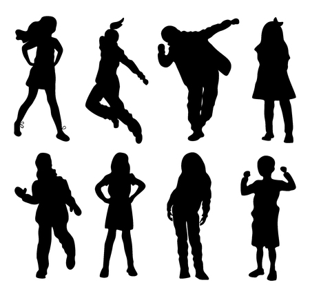children's silhouettesのイラスト素材