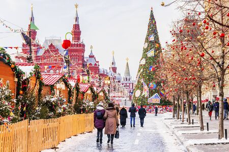 Christmas in Moscow. Festively decorated Red Square for the New Yearの写真素材