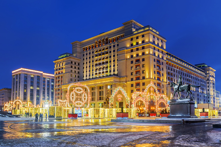 Christmas in Moscow. Manezhnaya Square decorated for a holidayのeditorial素材