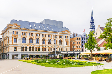 RIGA, LATVIA-JULY 11, 2017: Livu Square. The area of Livu is considered to be one of the most famous and beautiful squares in Riga.のeditorial素材