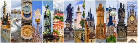 Collage of the sights of Prague. Czech Republicの写真素材