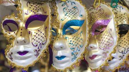 Venice carnival masks. Tourist souvenir from Veniceの写真素材