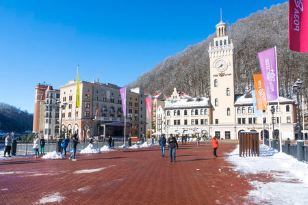 SOCHI, RUSSIA - DECEMBER 5, 2019: Rosa Khutor is a world-class ski resort. Rosa Khutor, built in...