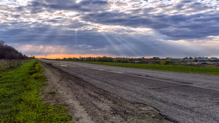 village road at sunset