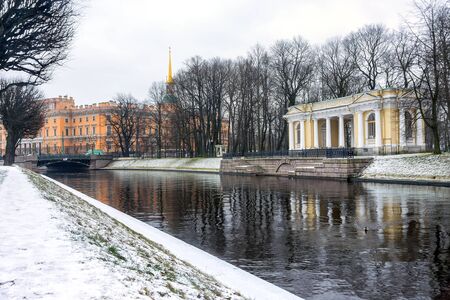 Moika River. View of the Mikhailovsky Castle in St. Petersburgのeditorial素材