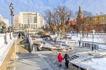 winter view of the Alexander park in Moscow, Russiaのeditorial素材