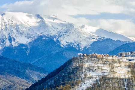 view of the village in the snowy mountains