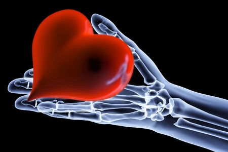 Men's X-rays by hand gives the heartの写真素材