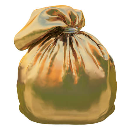 full gold bag. isolated on white. の写真素材