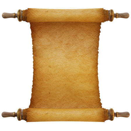 Ancient antique scroll on white background