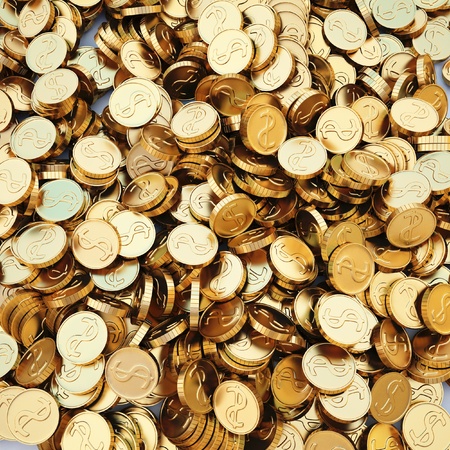pile of gold coins. 3d image.の写真素材
