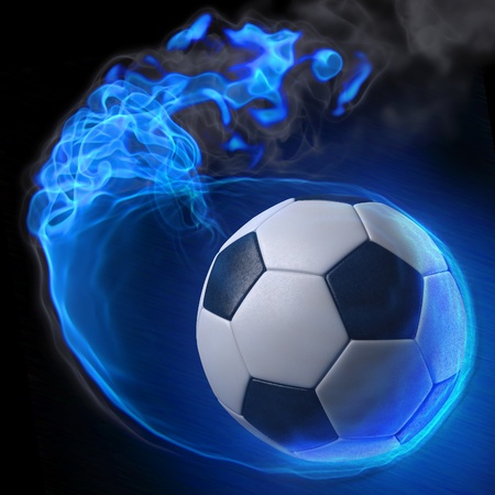 magic soccer ball in the blue flame.の写真素材