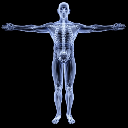 male body under X-rays. isolated on black male body under X-rays. isolated on black