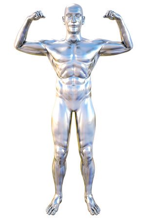 silver statue of athlete. isolated on white.