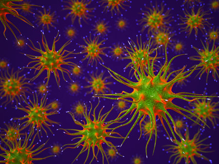 bacterium under the microscope. high quality 3d illustration .