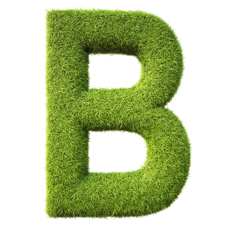 Alphabet from the green grass. isolated on white.の写真素材