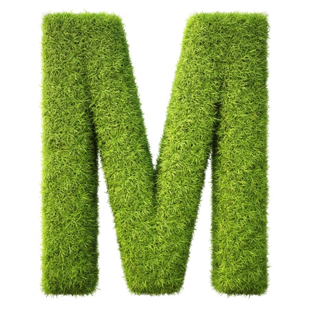 Alphabet from the green grass. isolated on white.の写真素材