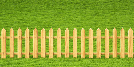 wooden fence in the grass.の写真素材