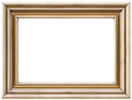 wooden picture frame. isolated on white.の写真素材