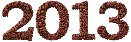 new 2013 year from coffee beans. isolated on white.